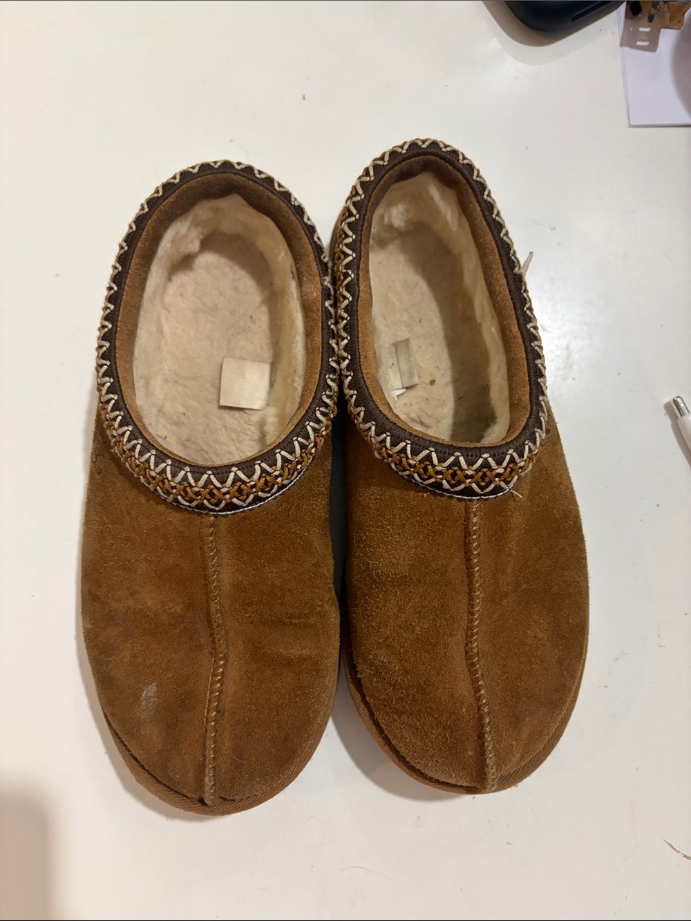 UGG Chestnut Brown Suede Women's Slip-On Slippers - Picture 2 of 5